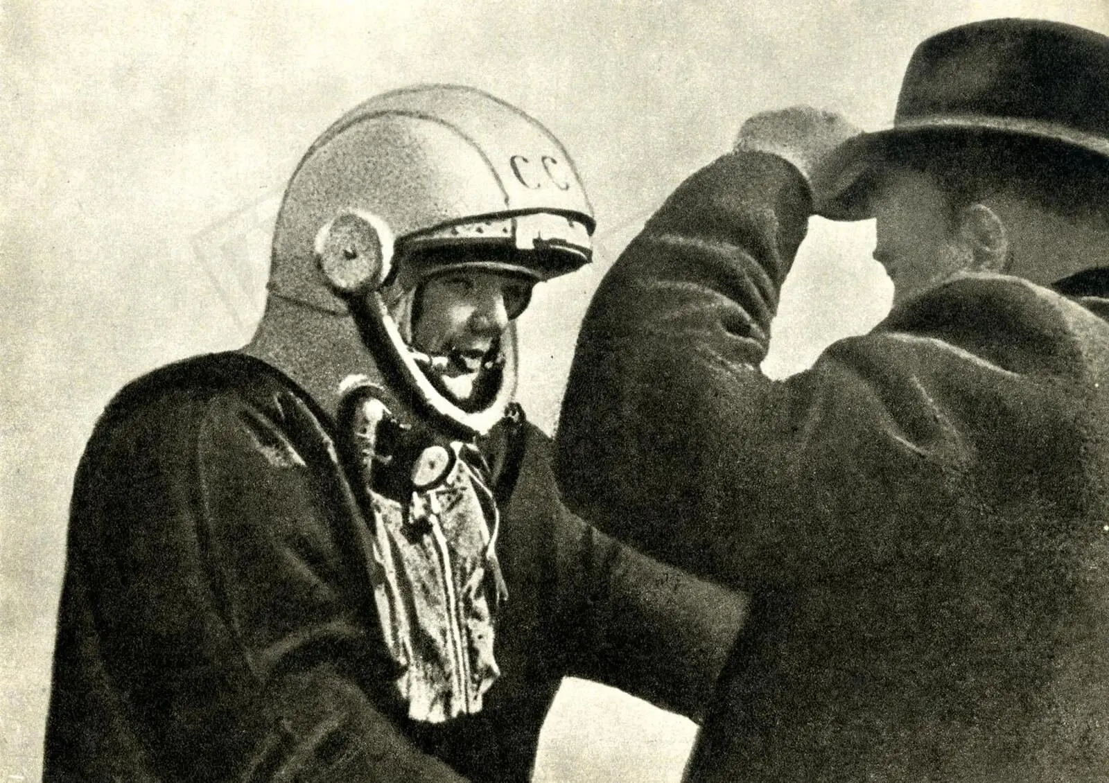 Jurij Gagarin a Sergej Koroljov na Bajkonuru