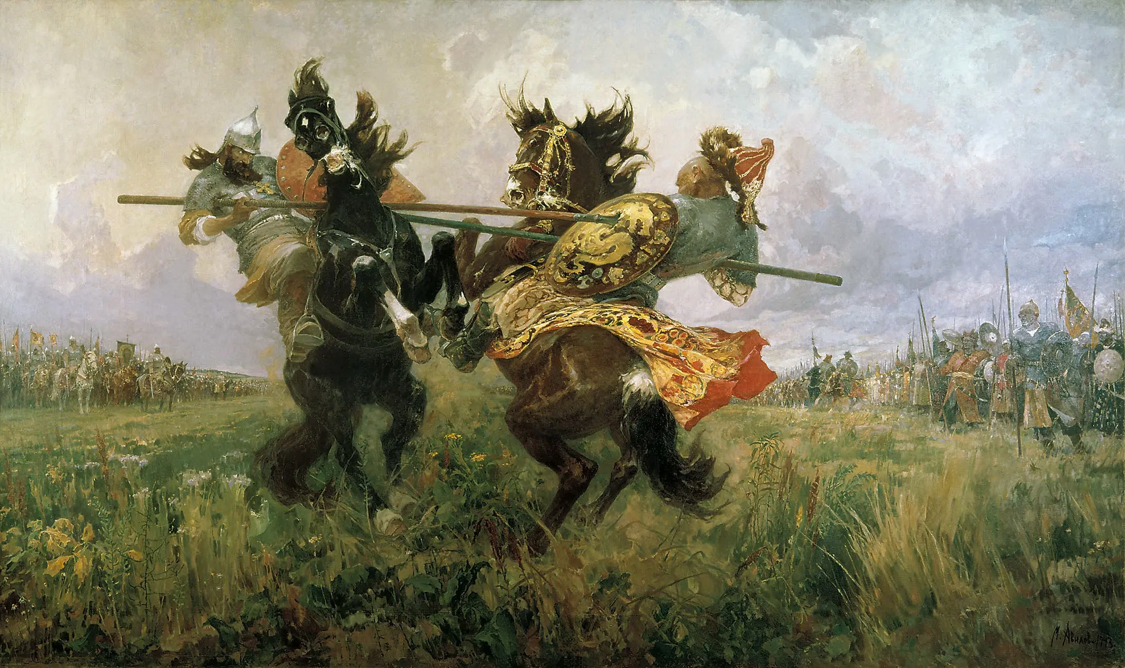 Souboj Peresvěta s Čelubejem, Viktor Vasněcov, 1914