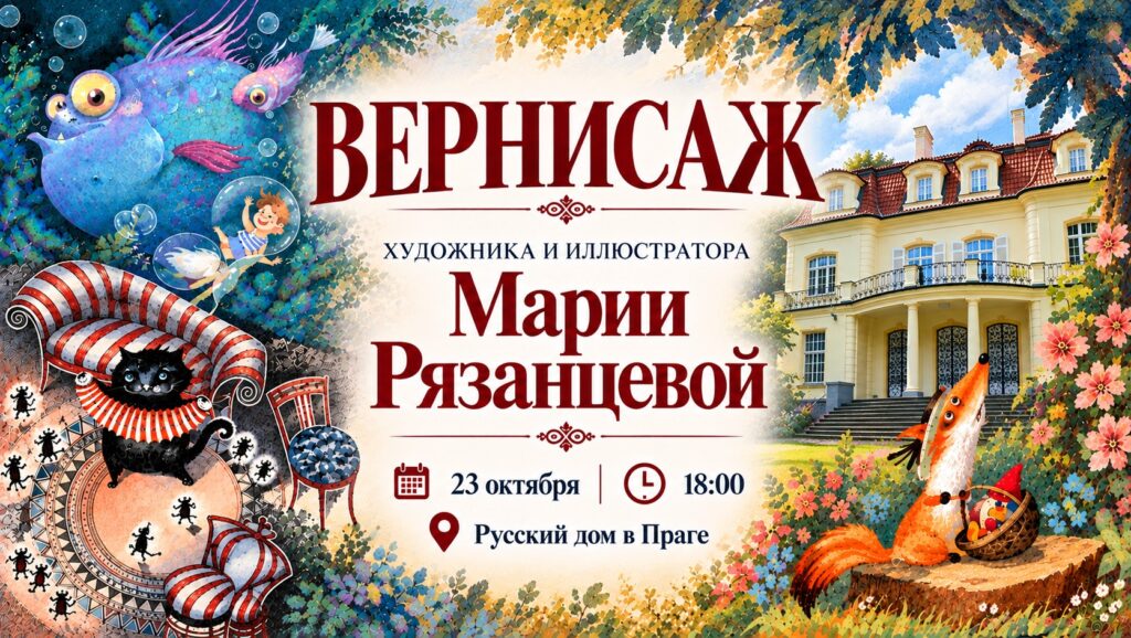 Вернисаж Марии Рязанцевой в Русском доме в Праге